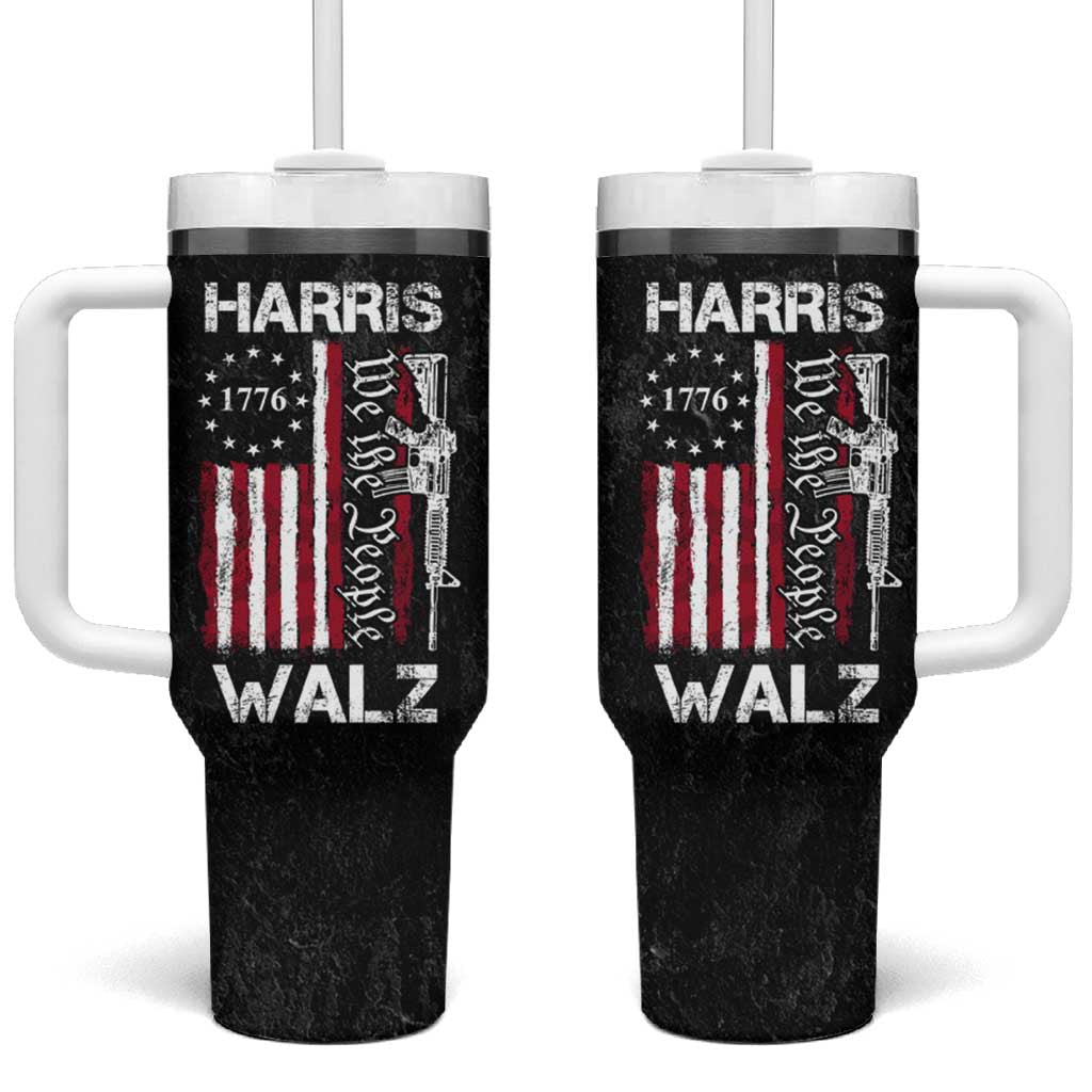 Harris Walz Waltz 2024 Tumbler With Handle US Flag Gun Democratic Madam President 4th Of July - Wonder Print Shop