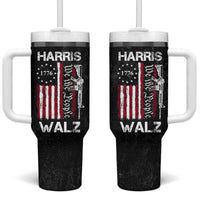 Harris Walz Waltz 2024 Tumbler With Handle US Flag Gun Democratic Madam President 4th Of July - Wonder Print Shop
