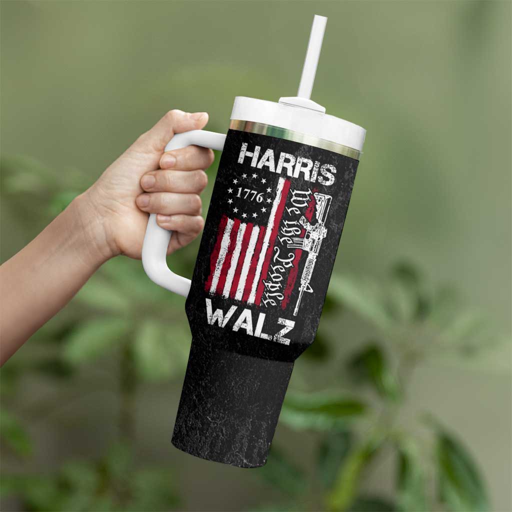 Harris Walz Waltz 2024 Tumbler With Handle US Flag Gun Democratic Madam President 4th Of July - Wonder Print Shop