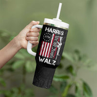 Harris Walz Waltz 2024 Tumbler With Handle US Flag Gun Democratic Madam President 4th Of July - Wonder Print Shop