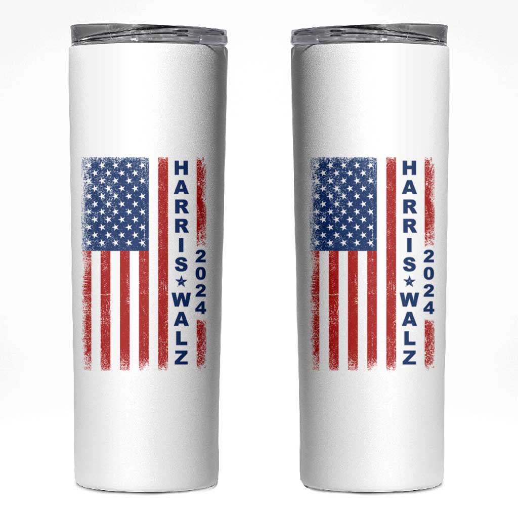 Harris Walz Waltz 2024 Skinny Tumbler USA Flag American Election - Wonder Print Shop