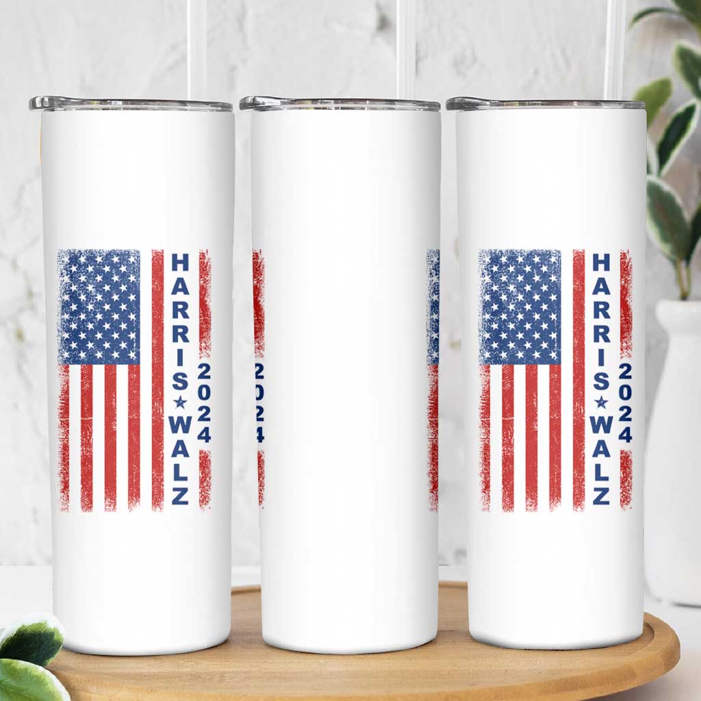 Harris Walz Waltz 2024 Skinny Tumbler USA Flag American Election - Wonder Print Shop