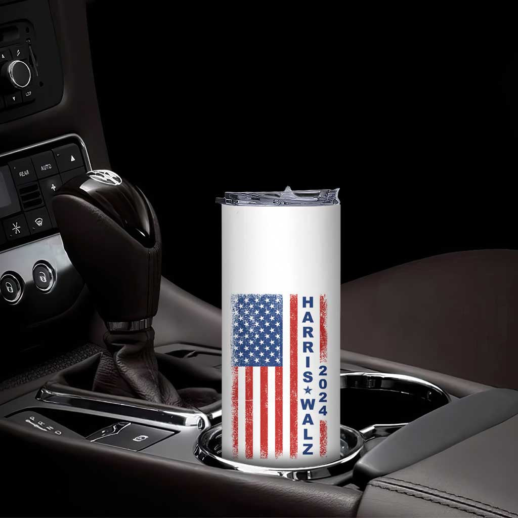 Harris Walz Waltz 2024 Skinny Tumbler USA Flag American Election - Wonder Print Shop