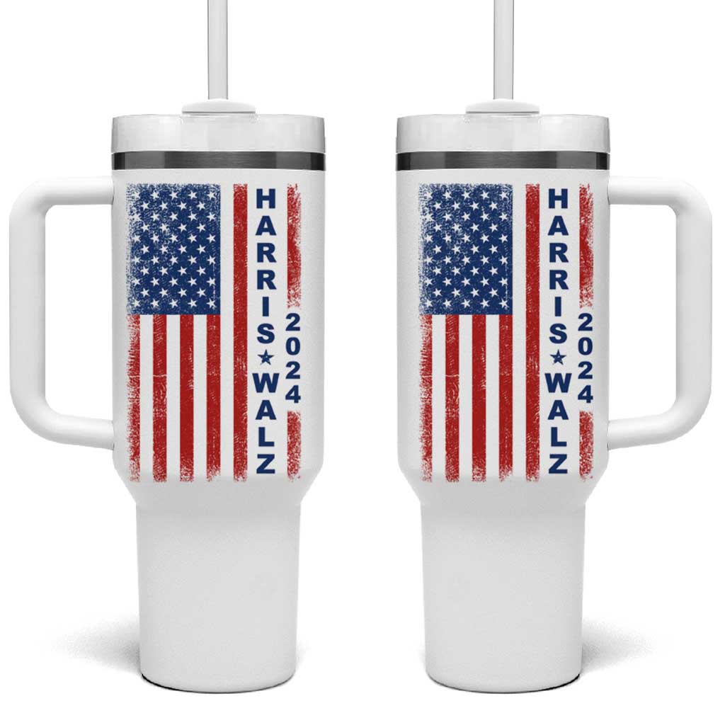 Harris Walz Waltz 2024 Tumbler With Handle USA Flag American Election - Wonder Print Shop
