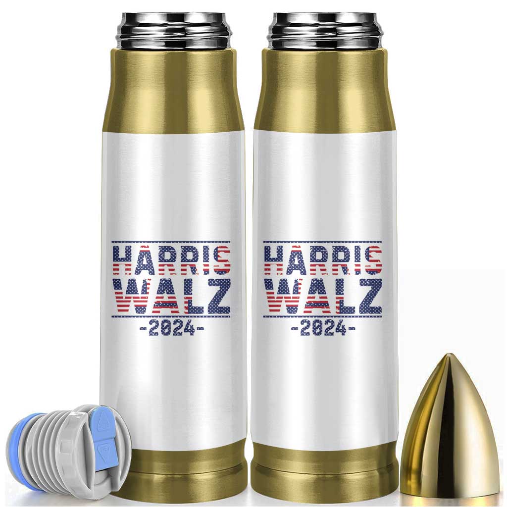 Harris Walz 2024 Election Bullet Tumbler For The People Madam President USA Flag