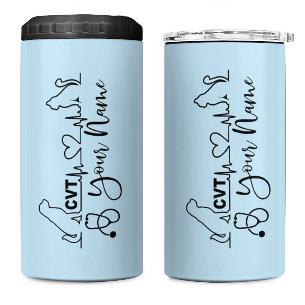 Personalized Vet Tech 4 in 1 Can Cooler Tumbler Custom Name Vet Staff Appreciation Gift Tarot Card - Wonder Print Shop