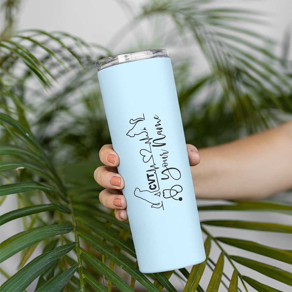 Personalized Vet Tech Skinny Tumbler Custom Name Vet Staff Appreciation Gift Tarot Card - Wonder Print Shop