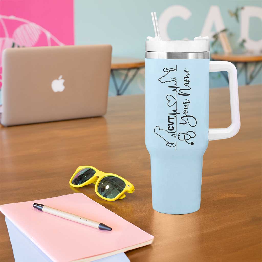 Personalized Vet Tech Tumbler With Handle Custom Name Vet Staff Appreciation Gift Tarot Card - Wonder Print Shop