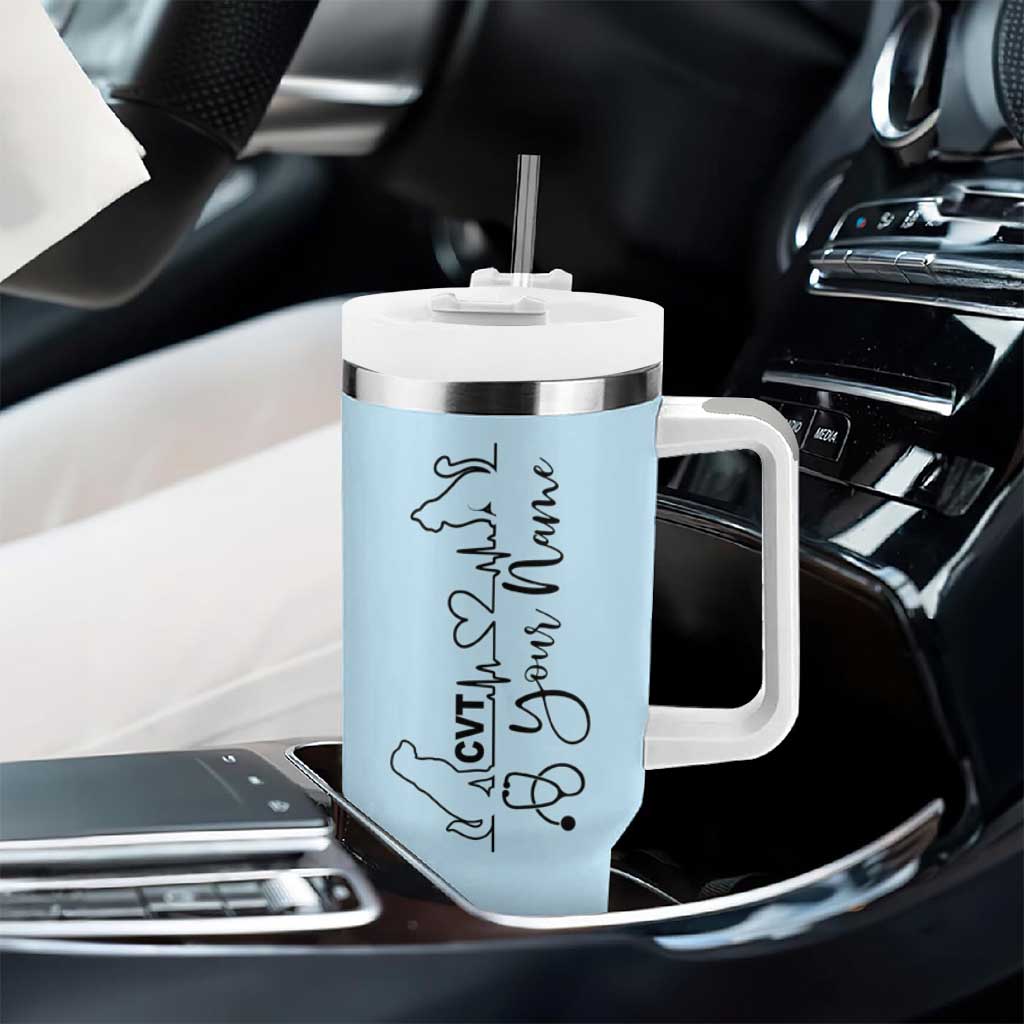 Personalized Vet Tech Tumbler With Handle Custom Name Vet Staff Appreciation Gift Tarot Card - Wonder Print Shop