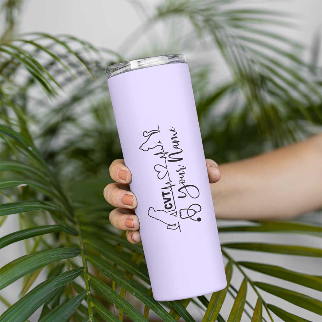 Personalized Vet Tech Skinny Tumbler Tarot Card Custom Name Vet Staff Appreciation Gift - Wonder Print Shop