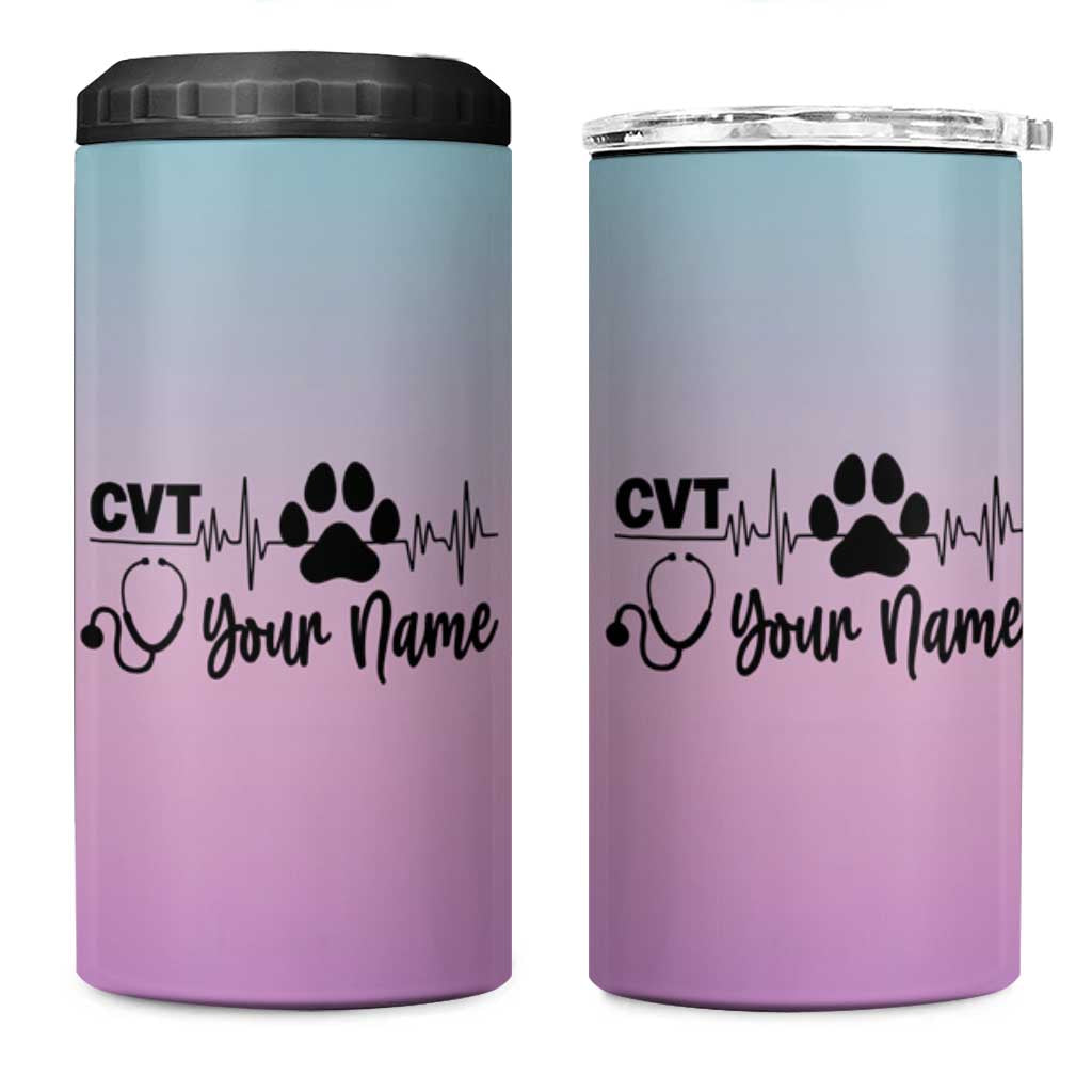 Personalized Vet Tech 4 in 1 Can Cooler Tumbler Custom Name Funny Vet Staff Appreciation Gift Tarot Card - Wonder Print Shop