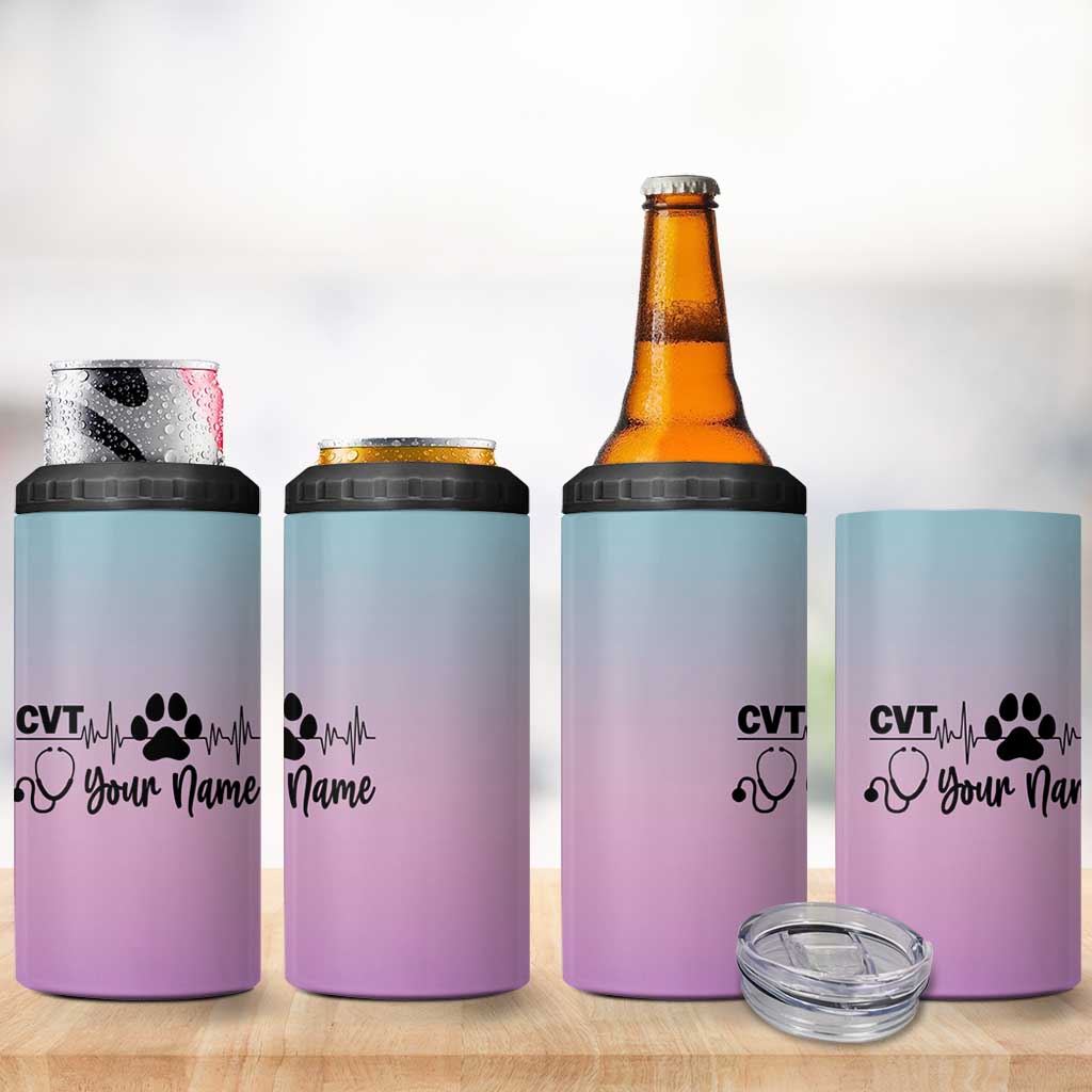 Personalized Vet Tech 4 in 1 Can Cooler Tumbler Custom Name Funny Vet Staff Appreciation Gift Tarot Card - Wonder Print Shop
