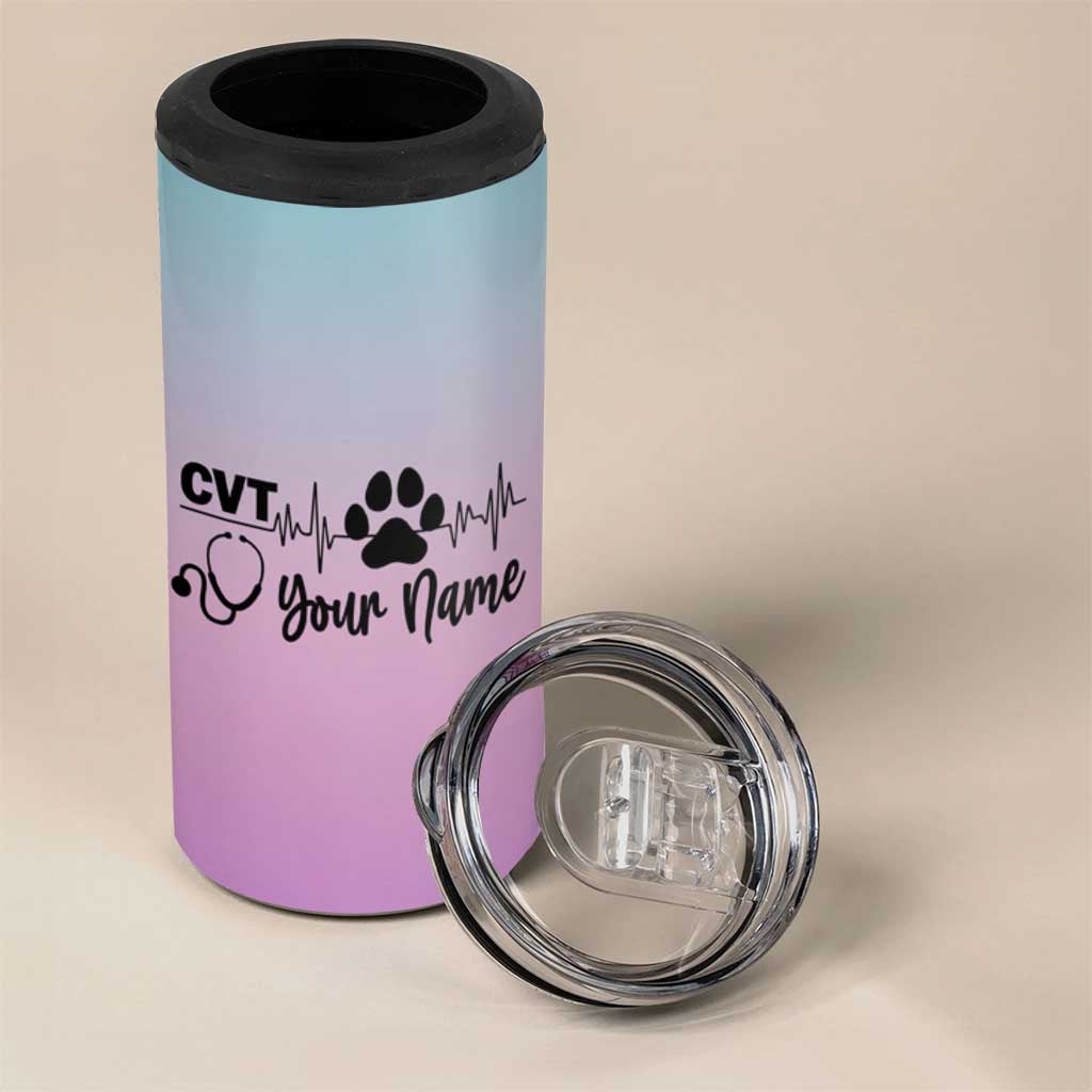 Personalized Vet Tech 4 in 1 Can Cooler Tumbler Custom Name Funny Vet Staff Appreciation Gift Tarot Card - Wonder Print Shop