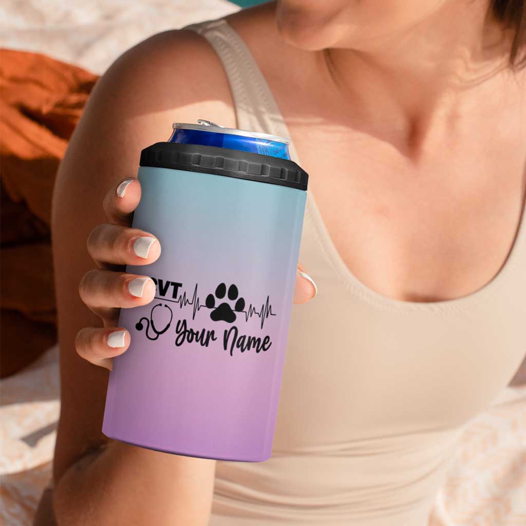Personalized Vet Tech 4 in 1 Can Cooler Tumbler Custom Name Funny Vet Staff Appreciation Gift Tarot Card - Wonder Print Shop