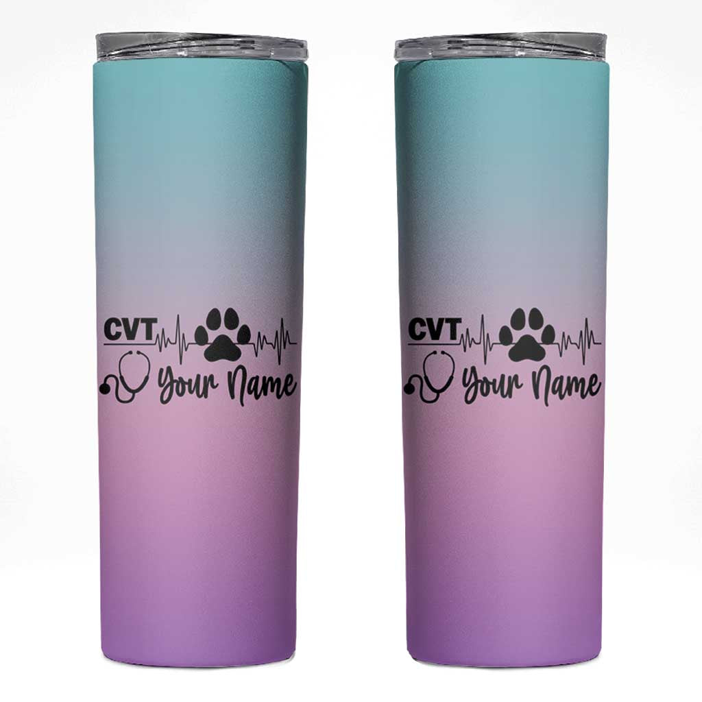 Personalized Vet Tech Skinny Tumbler Custom Name Funny Vet Staff Appreciation Gift Tarot Card - Wonder Print Shop