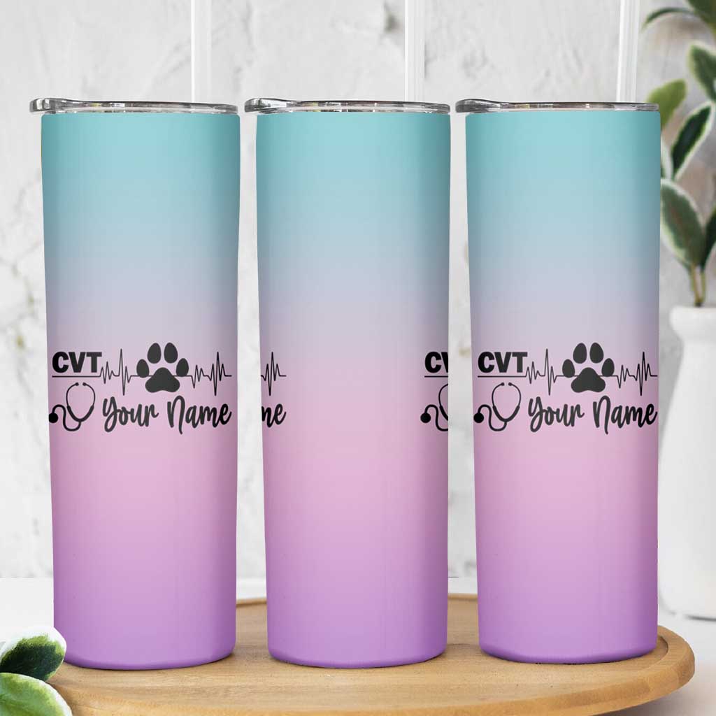 Personalized Vet Tech Skinny Tumbler Custom Name Funny Vet Staff Appreciation Gift Tarot Card - Wonder Print Shop