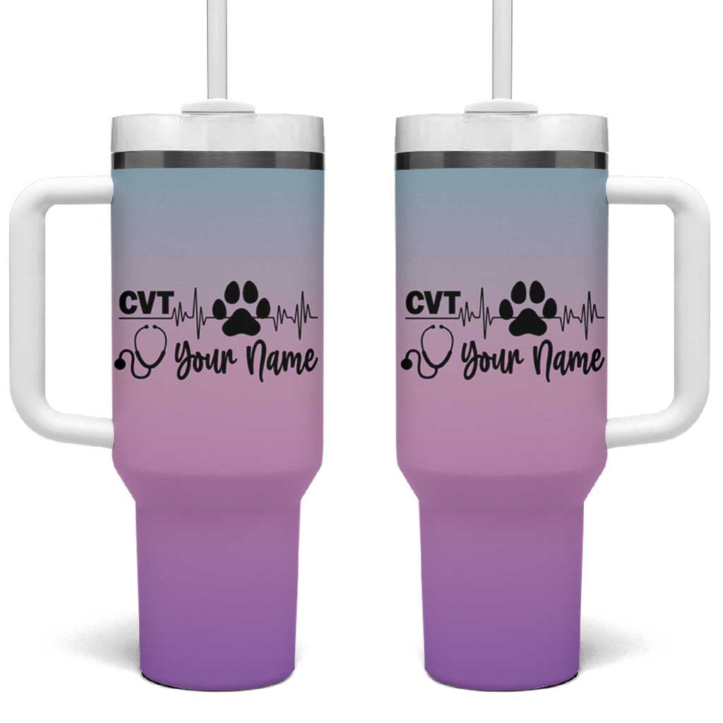 Personalized Vet Tech Tumbler With Handle Custom Name Funny Vet Staff Appreciation Gift Tarot Card - Wonder Print Shop