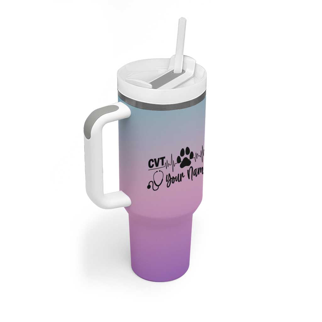 Personalized Vet Tech Tumbler With Handle Custom Name Funny Vet Staff Appreciation Gift Tarot Card - Wonder Print Shop