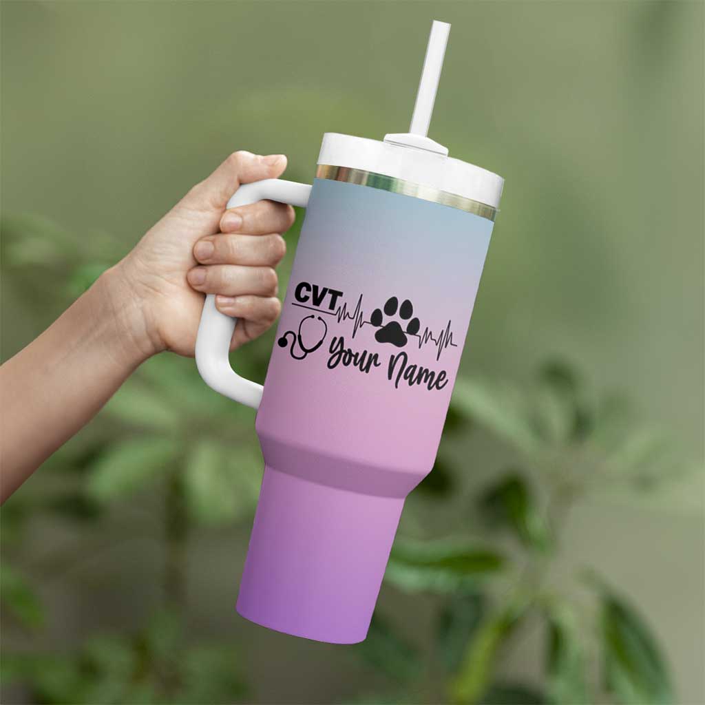 Personalized Vet Tech Tumbler With Handle Custom Name Funny Vet Staff Appreciation Gift Tarot Card - Wonder Print Shop