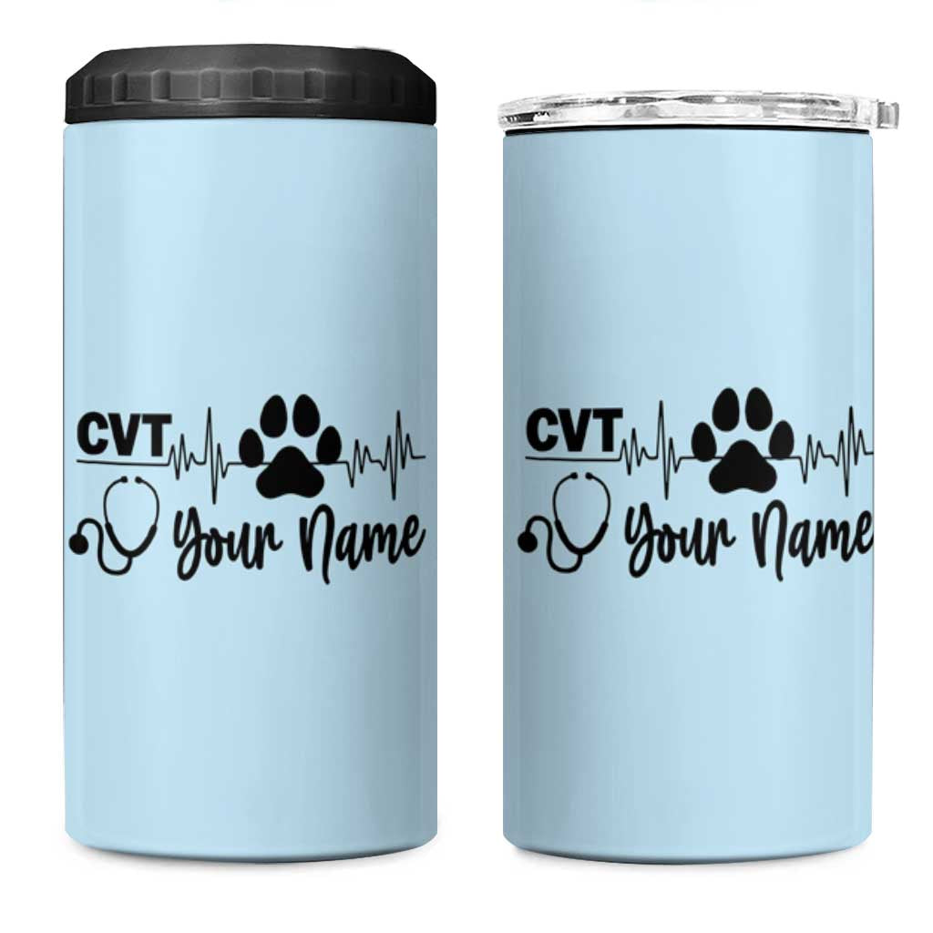 Personalized Vet Tech 4 in 1 Can Cooler Tumbler Vet Staff Appreciation Gift Tarot Card Custom Name - Wonder Print Shop