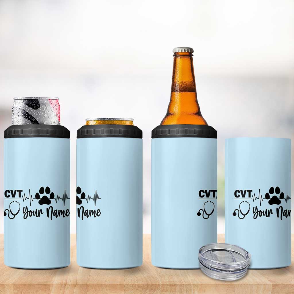 Personalized Vet Tech 4 in 1 Can Cooler Tumbler Vet Staff Appreciation Gift Tarot Card Custom Name - Wonder Print Shop