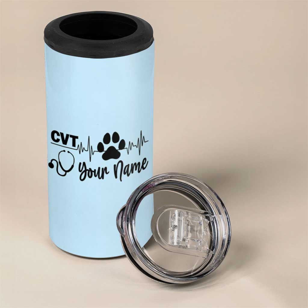 Personalized Vet Tech 4 in 1 Can Cooler Tumbler Vet Staff Appreciation Gift Tarot Card Custom Name - Wonder Print Shop