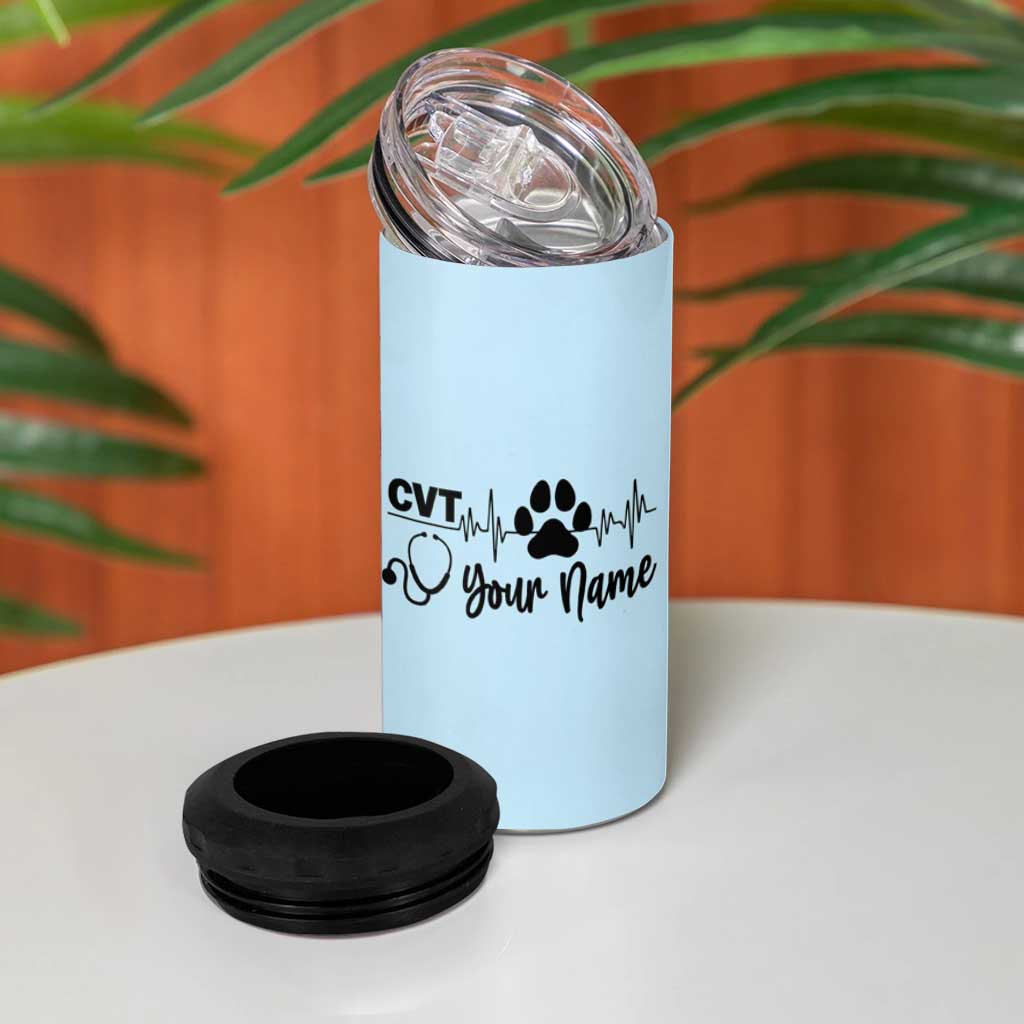 Personalized Vet Tech 4 in 1 Can Cooler Tumbler Vet Staff Appreciation Gift Tarot Card Custom Name - Wonder Print Shop