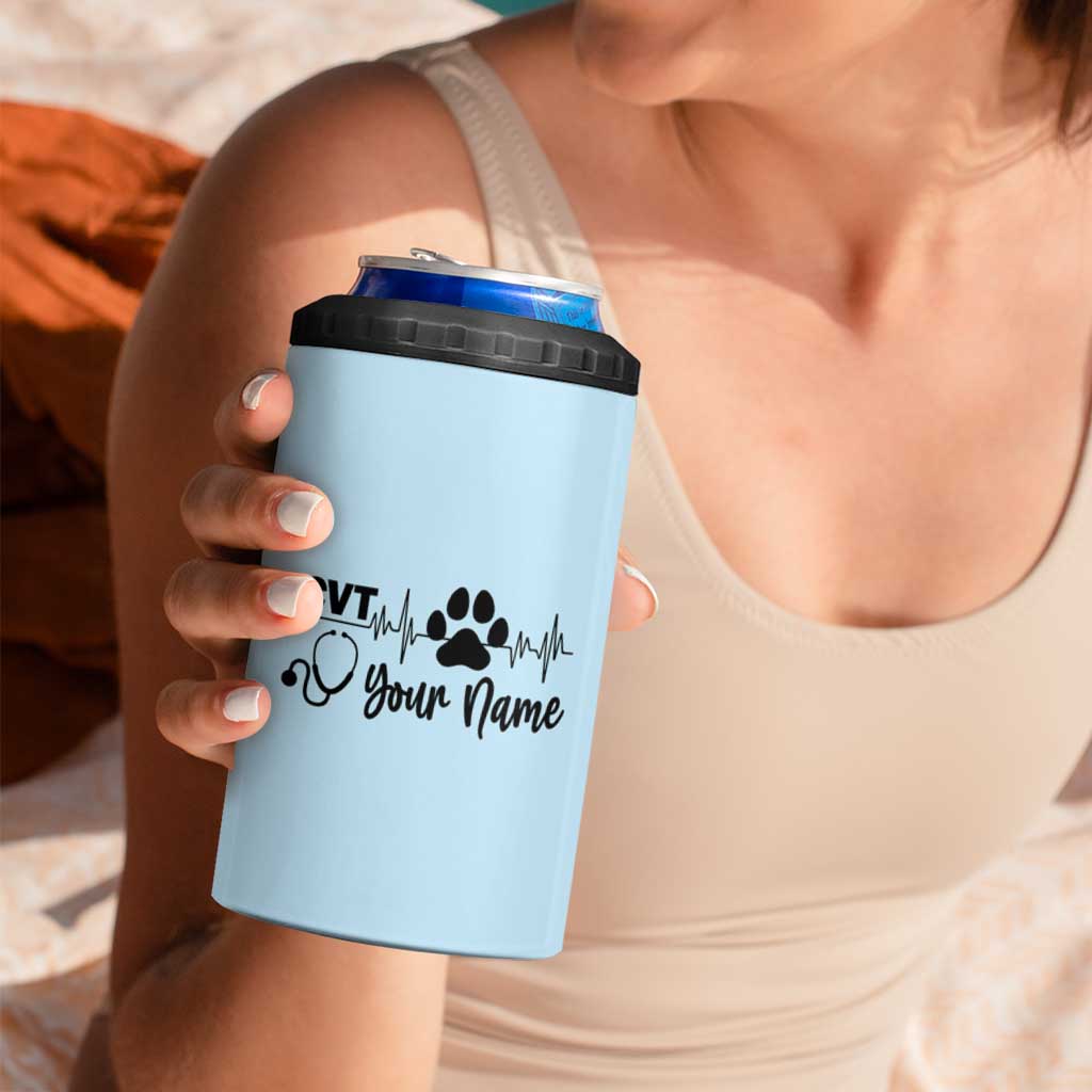 Personalized Vet Tech 4 in 1 Can Cooler Tumbler Vet Staff Appreciation Gift Tarot Card Custom Name - Wonder Print Shop
