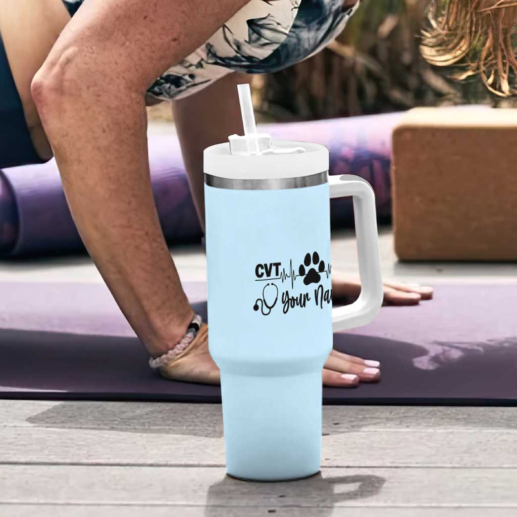 Personalized Vet Tech Tumbler With Handle Vet Staff Appreciation Gift Tarot Card Custom Name - Wonder Print Shop