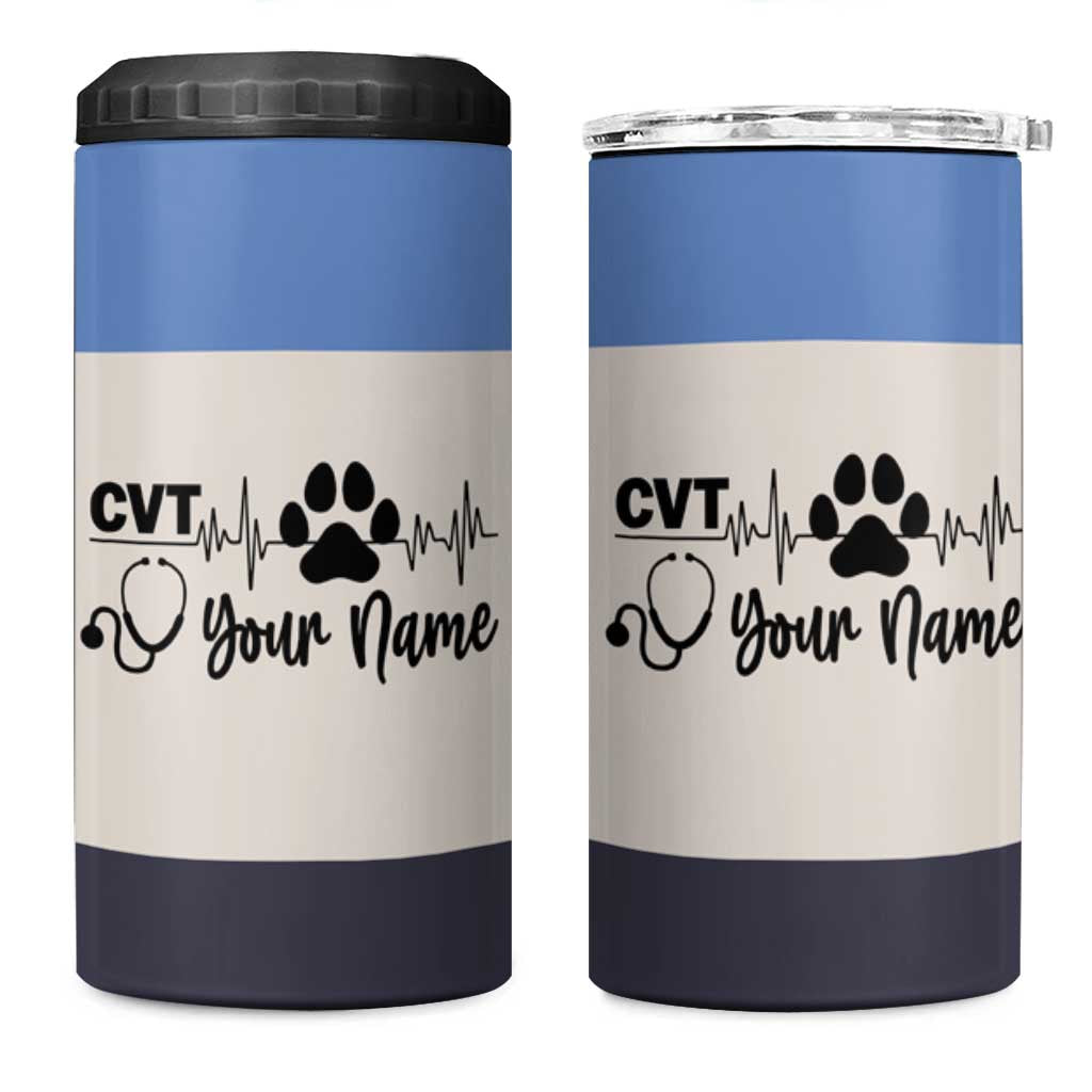 Vet Tech Personalized 4 in 1 Can Cooler Tumbler Vet Staff Appreciation Gift Tarot Card Custom Name - Wonder Print Shop
