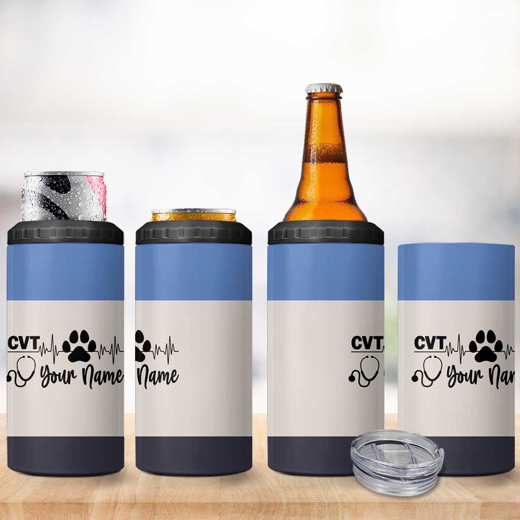 Vet Tech Personalized 4 in 1 Can Cooler Tumbler Vet Staff Appreciation Gift Tarot Card Custom Name - Wonder Print Shop