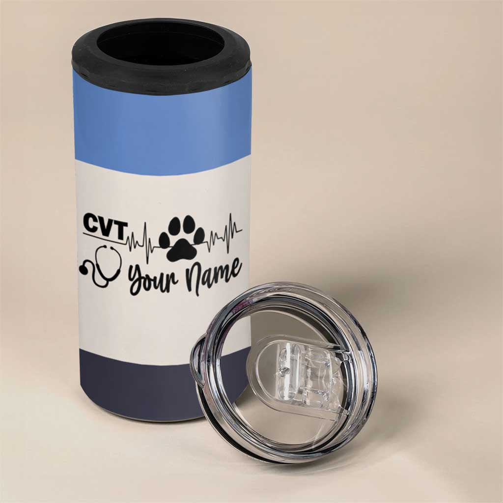 Vet Tech Personalized 4 in 1 Can Cooler Tumbler Vet Staff Appreciation Gift Tarot Card Custom Name - Wonder Print Shop