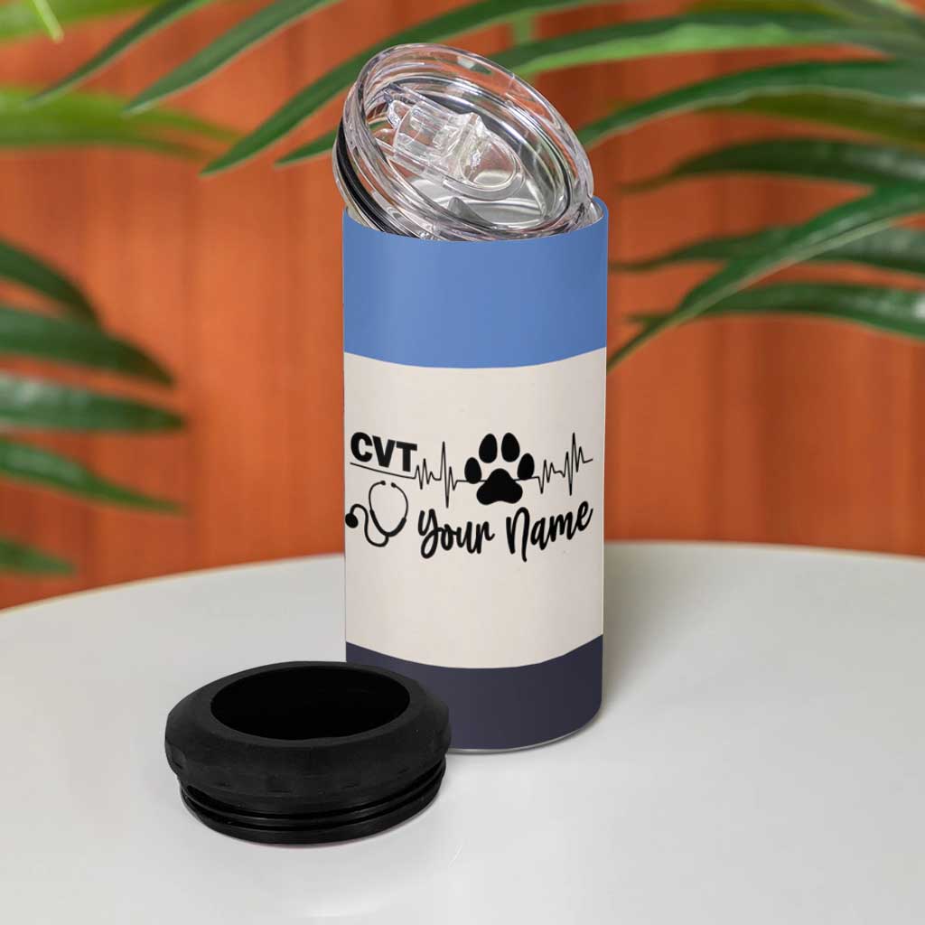 Vet Tech Personalized 4 in 1 Can Cooler Tumbler Vet Staff Appreciation Gift Tarot Card Custom Name - Wonder Print Shop
