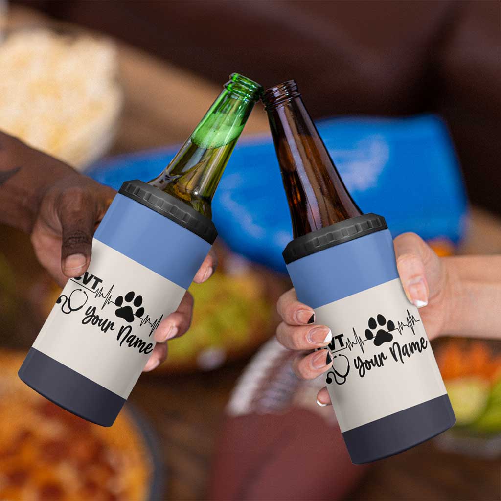 Vet Tech Personalized 4 in 1 Can Cooler Tumbler Vet Staff Appreciation Gift Tarot Card Custom Name - Wonder Print Shop