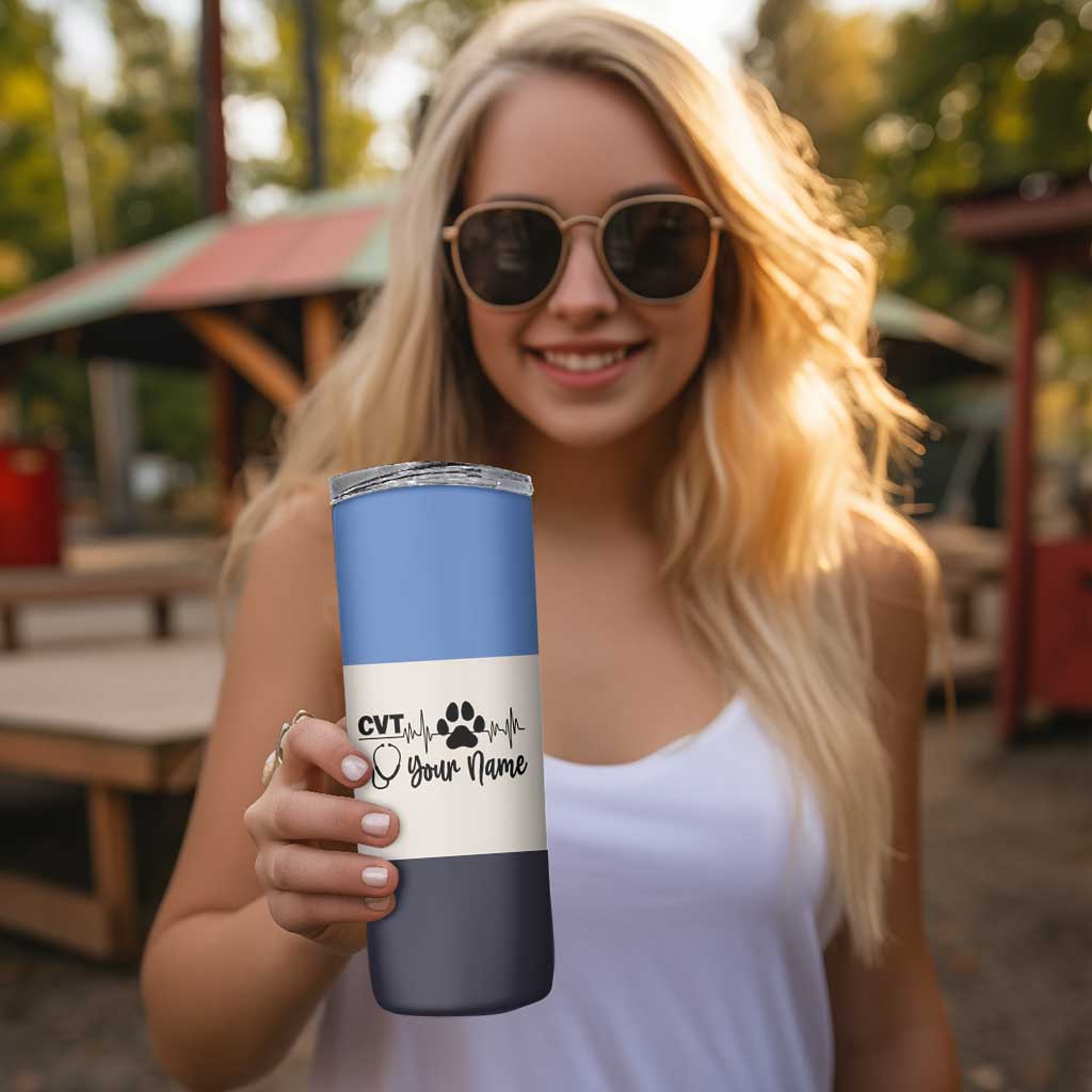Vet Tech Personalized Skinny Tumbler Vet Staff Appreciation Gift Tarot Card Custom Name - Wonder Print Shop