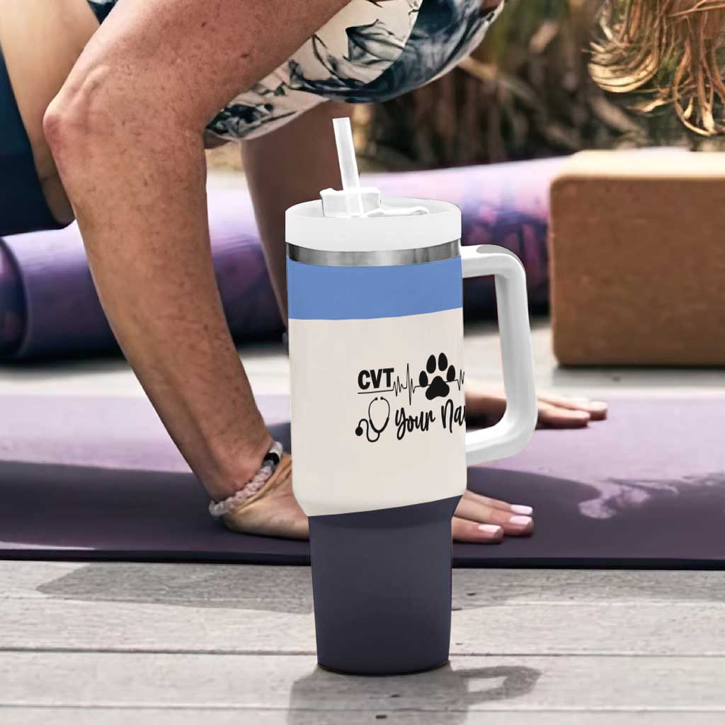 Vet Tech Personalized Tumbler With Handle Vet Staff Appreciation Gift Tarot Card Custom Name - Wonder Print Shop