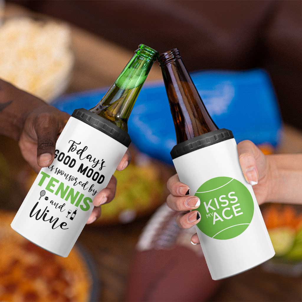 Tennis And Wine Lovers 4 in 1 Can Cooler Tumbler Today's Good Mood Is Sponsored - Wonder Print Shop
