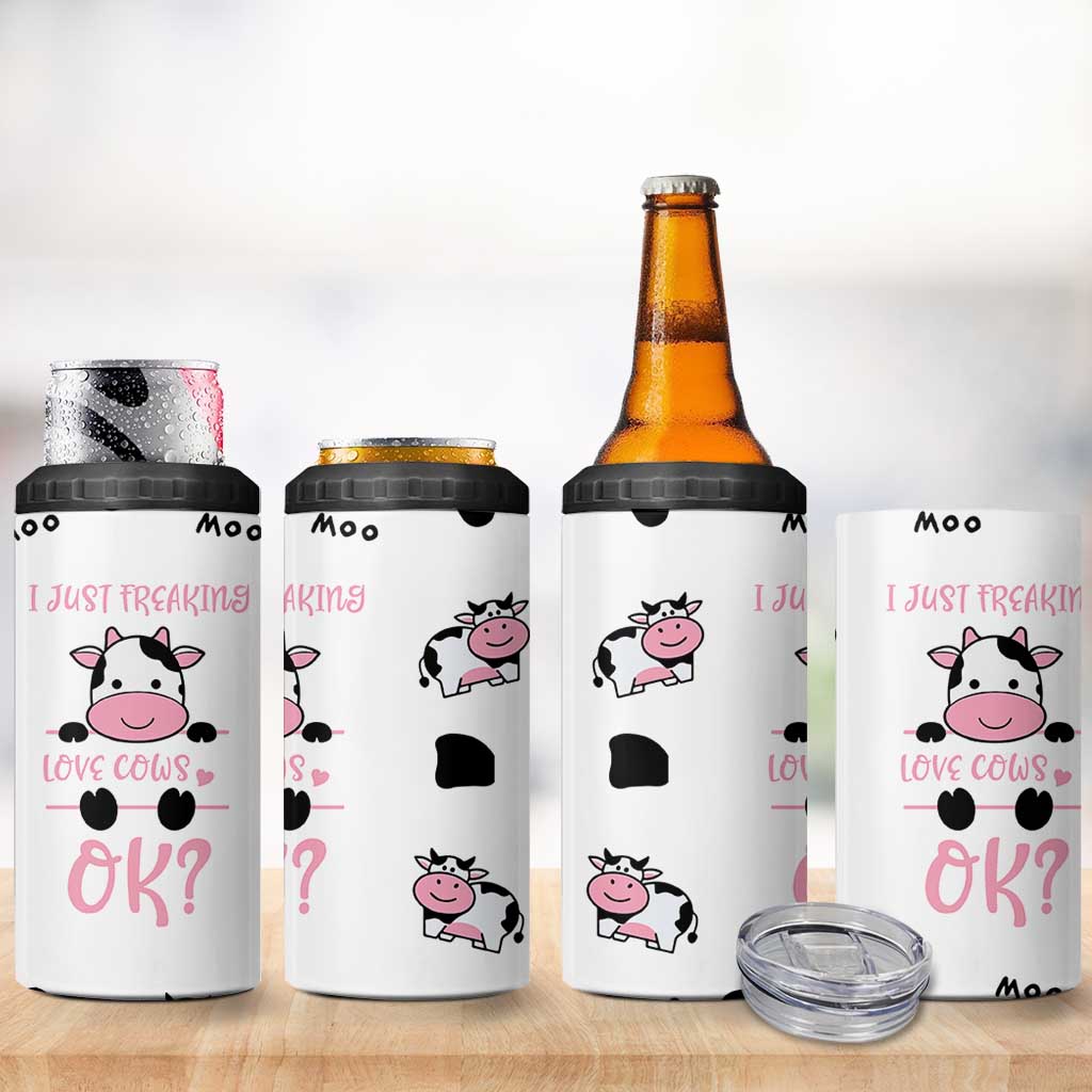Cow Gifts For Women 4 in 1 Can Cooler Tumbler Funny Cow Lovers Gift For Women Girlfrend Kids