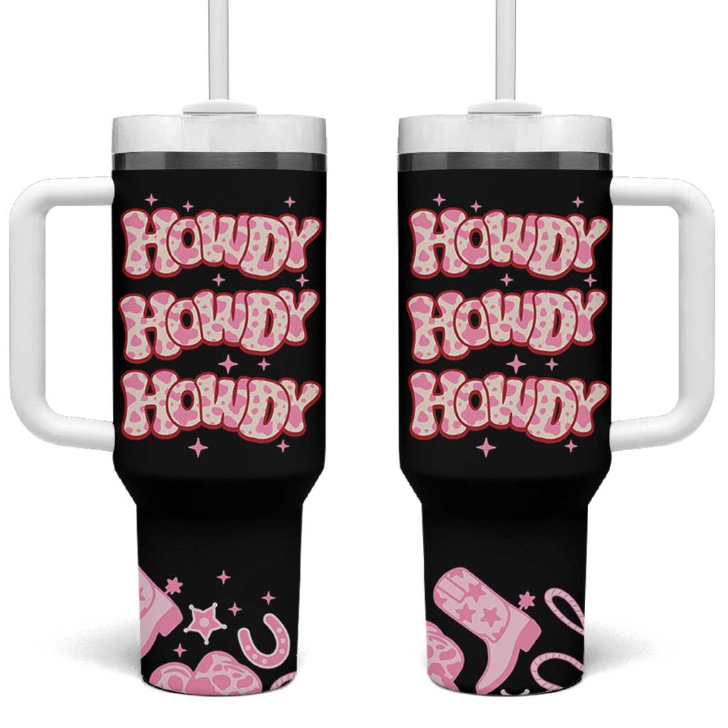 Howdy Cowgirl Tumbler With Handle Western Girl Country Rodeo Pink Cowgirl
