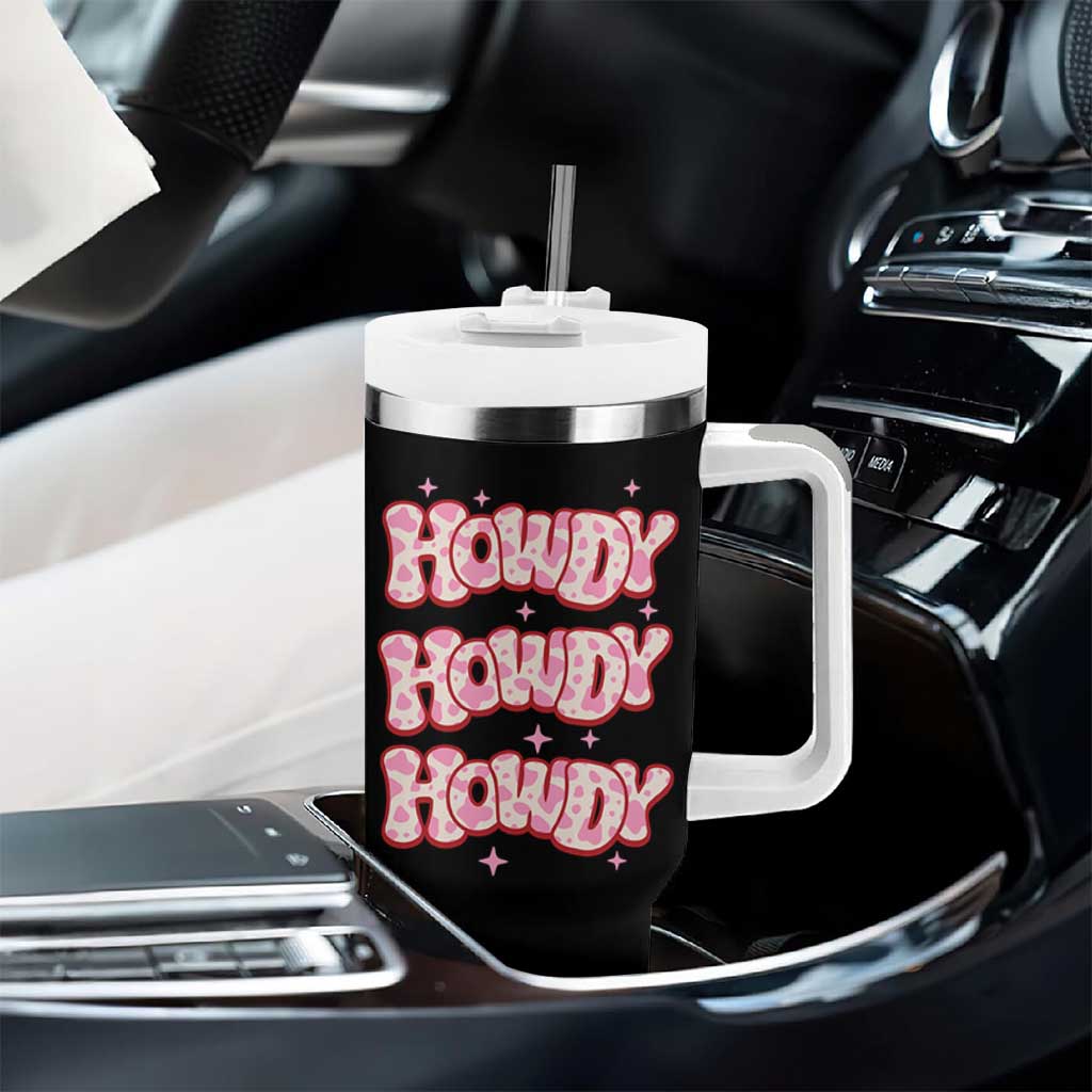 Howdy Cowgirl Tumbler With Handle Western Girl Country Rodeo Pink Cowgirl