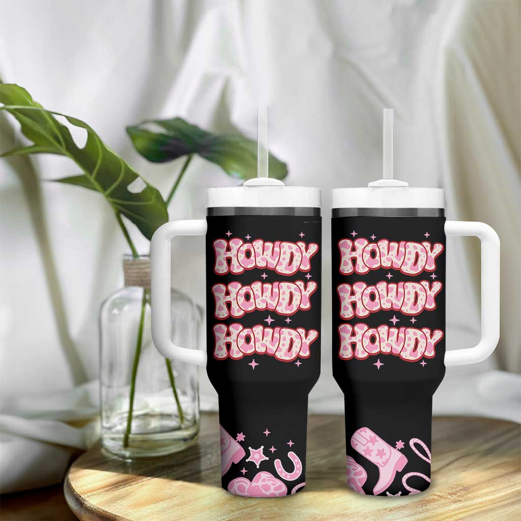 Howdy Cowgirl Tumbler With Handle Western Girl Country Rodeo Pink Cowgirl