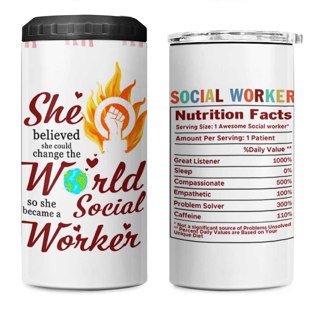 Social Worker Gifts For Women 4 in 1 Can Cooler Tumbler Social Works Practitioner Appreciation Week
