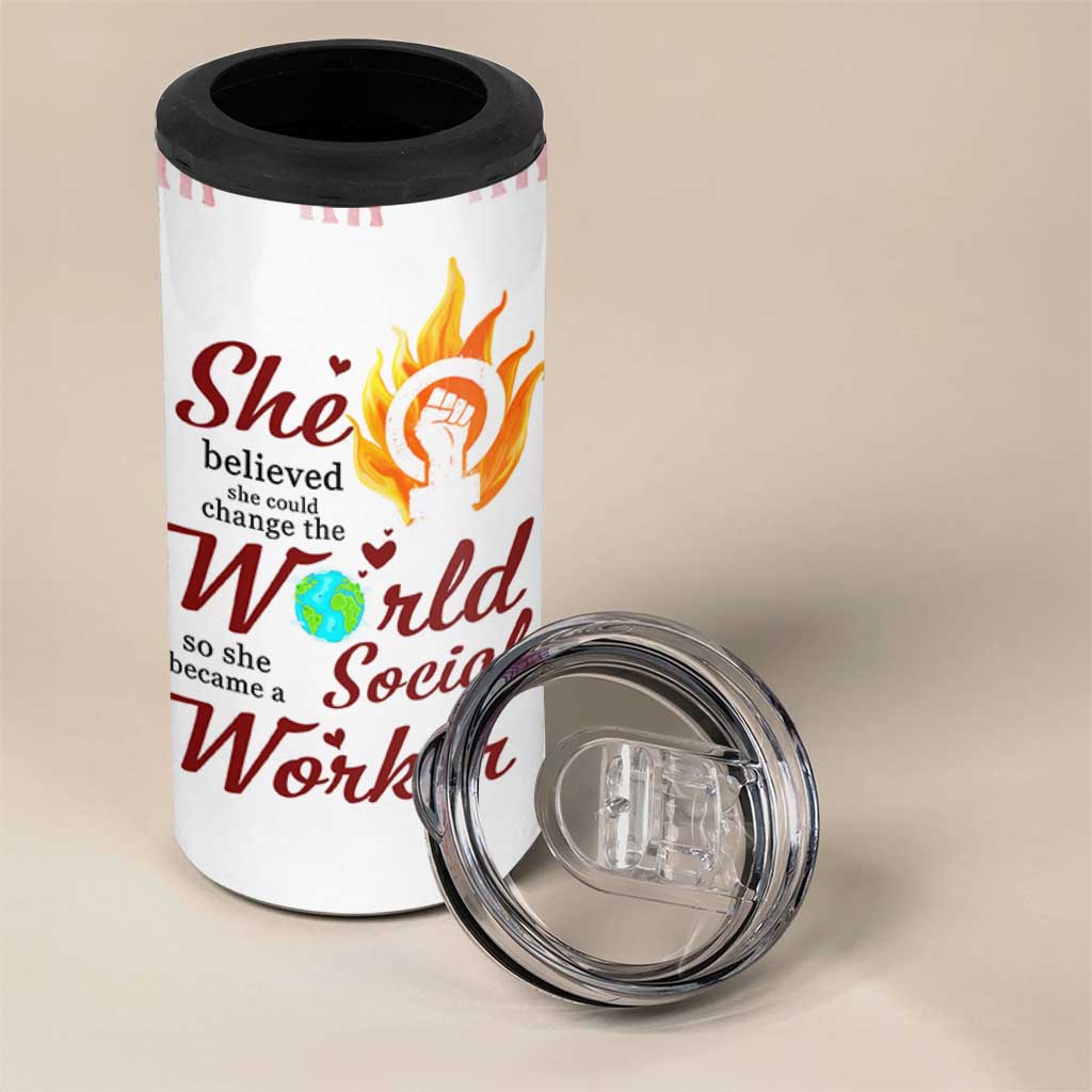 Social Worker Gifts For Women 4 in 1 Can Cooler Tumbler Social Works Practitioner Appreciation Week