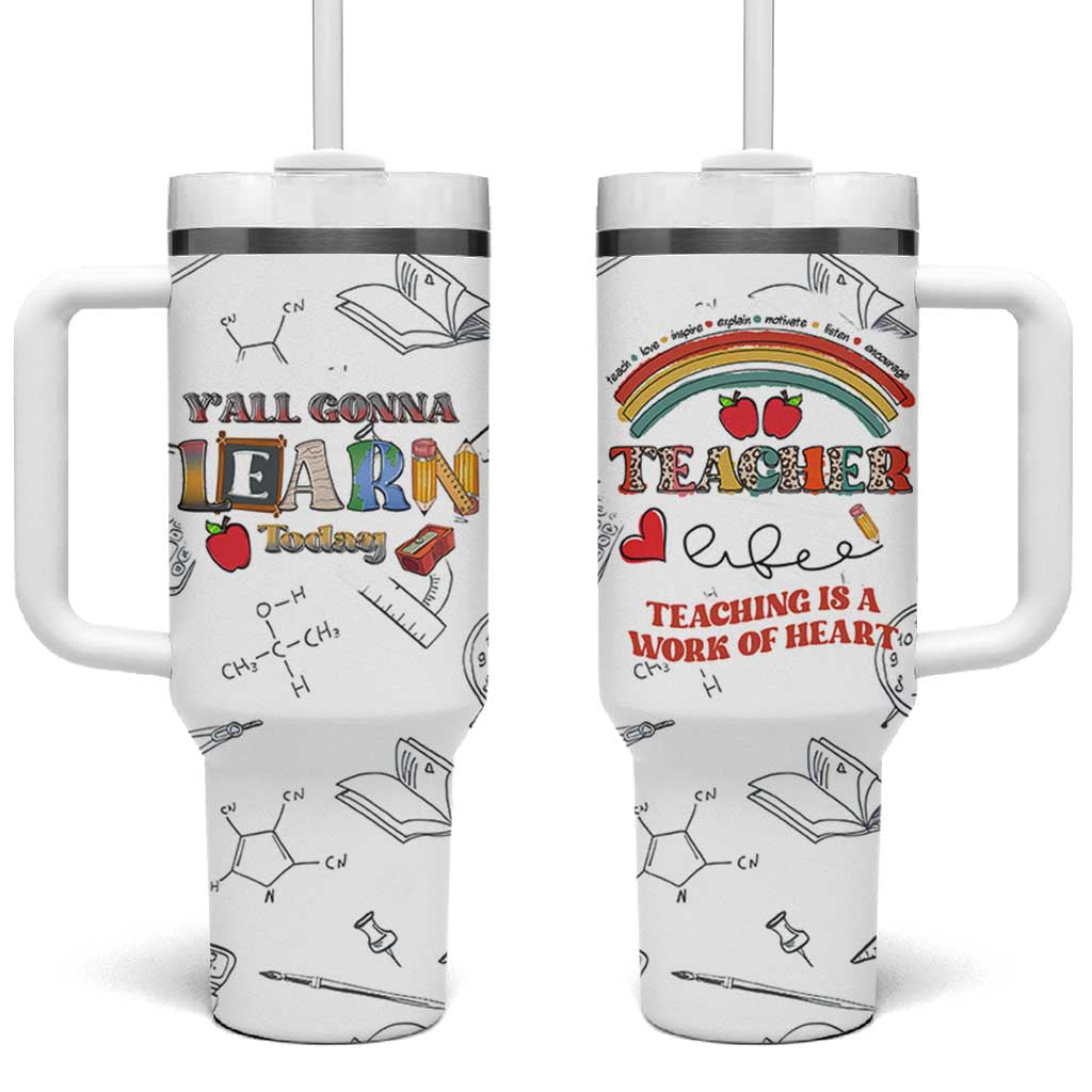 Teacher Life Tumbler With Handle Teaching Is A Work Of Heart Appreciation Gifts From Students