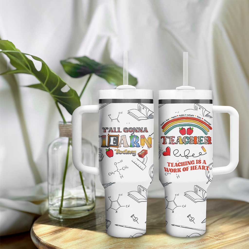 Teacher Life Tumbler With Handle Teaching Is A Work Of Heart Appreciation Gifts From Students