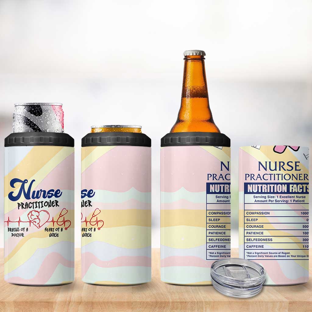 Nurses Practitioner 4 in 1 Can Cooler Tumbler NP Gifts For Women Nursing School