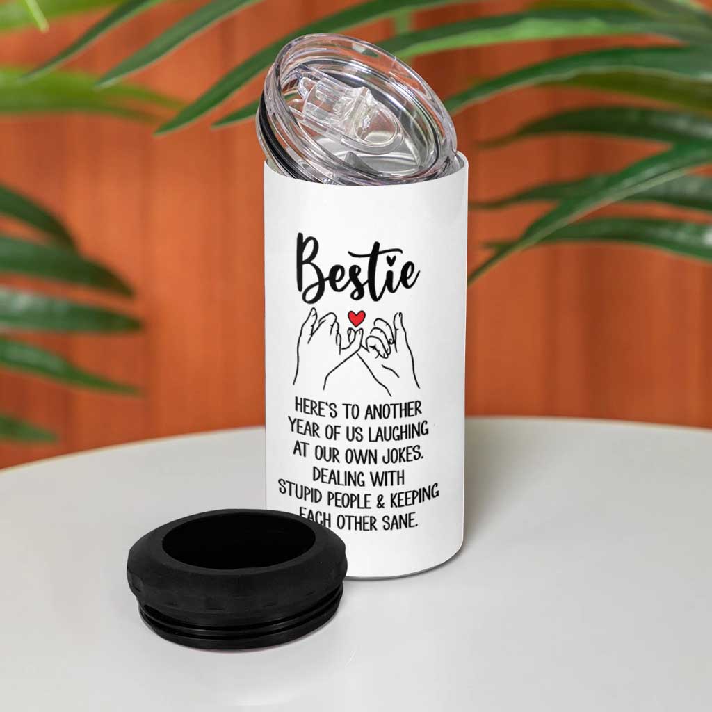 Bestie Gifts 4 in 1 Can Cooler Tumbler Funny Best Friend Gift Heres To Another Year Of Us