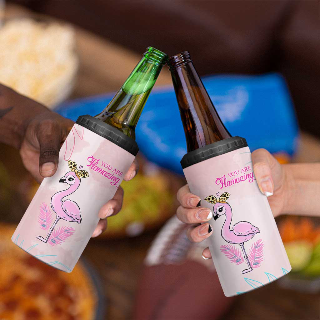 Positive Flamingo Gifts 4 in 1 Can Cooler Tumbler Emotional Support Flamingo Affirmation