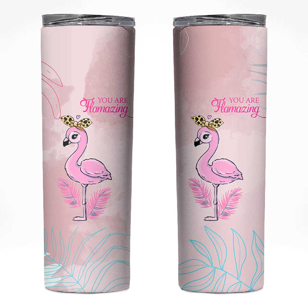 Positive Flamingo Gifts Skinny Tumbler Emotional Support Flamingo Affirmation