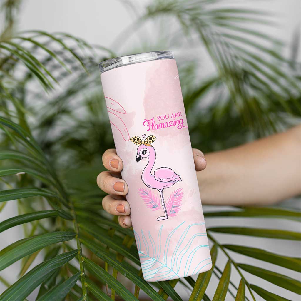 Positive Flamingo Gifts Skinny Tumbler Emotional Support Flamingo Affirmation